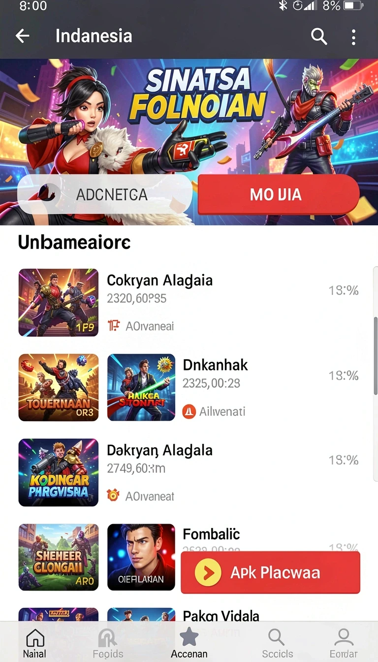 Beragam pilihan permainan menarik dalam aplikasi Download ina777 APK untuk Android.